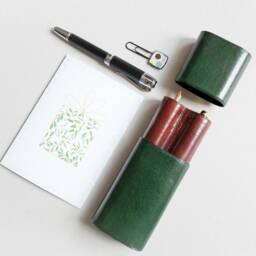 Leather Pen Case For Large Two Pens, Fountain Dividers, Accessories Men, Luxury Gift Lawyer, Doctor, Professor - thumbnail 2