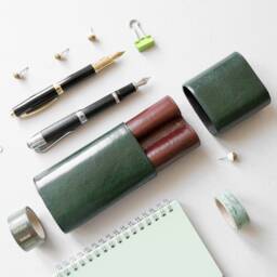 Leather Pen Case For Large Two Pens, Fountain Dividers, Accessories Men, Luxury Gift Lawyer, Doctor, Professor - thumbnail 1