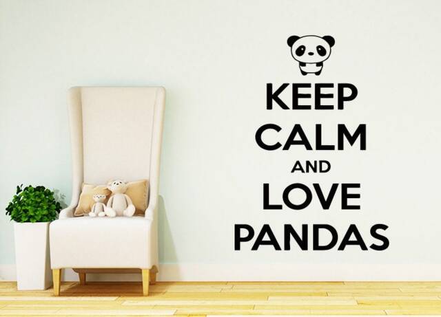 Quote Wall Decals Keep Calm Decal Love Pandas Vinyl Sticker Home Decor Nursery Bedroom Window Na362 - image 1