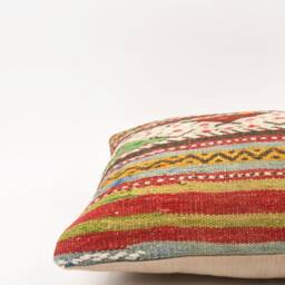 Handwoven Turkish Kilim Pillow Cover Bohemian Throw Cushion - 16x24 - thumbnail 4