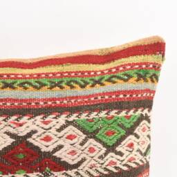 Handwoven Turkish Kilim Pillow Cover Bohemian Throw Cushion - 16x24 - thumbnail 2