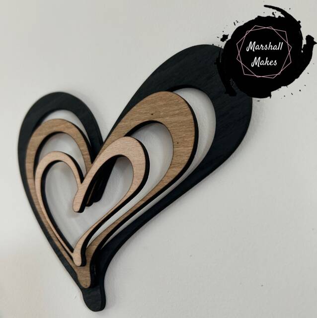 Rustic Heart Wall Decor, Wooden Heart, Triple Layered Art, Home Decor - image 1