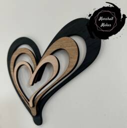 Rustic Heart Wall Decor, Wooden Heart, Triple Layered Art, Home Decor - thumbnail 1