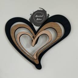 Rustic Heart Wall Decor, Wooden Heart, Triple Layered Art, Home Decor - thumbnail 3