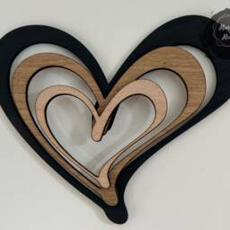 Rustic Heart Wall Decor, Wooden Heart, Triple Layered Art, Home Decor - thumbnail 2