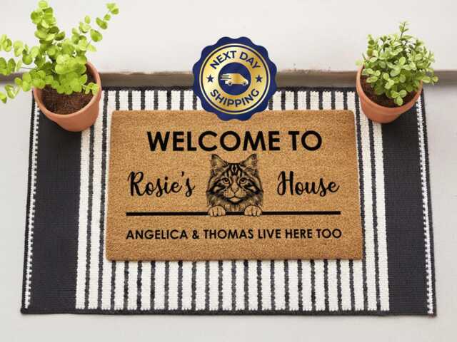 Custom Feline Doormat - Personalized Cat Entry Mat - image 1