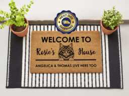 Custom Feline Doormat - Personalized Cat Entry Mat - thumbnail 1