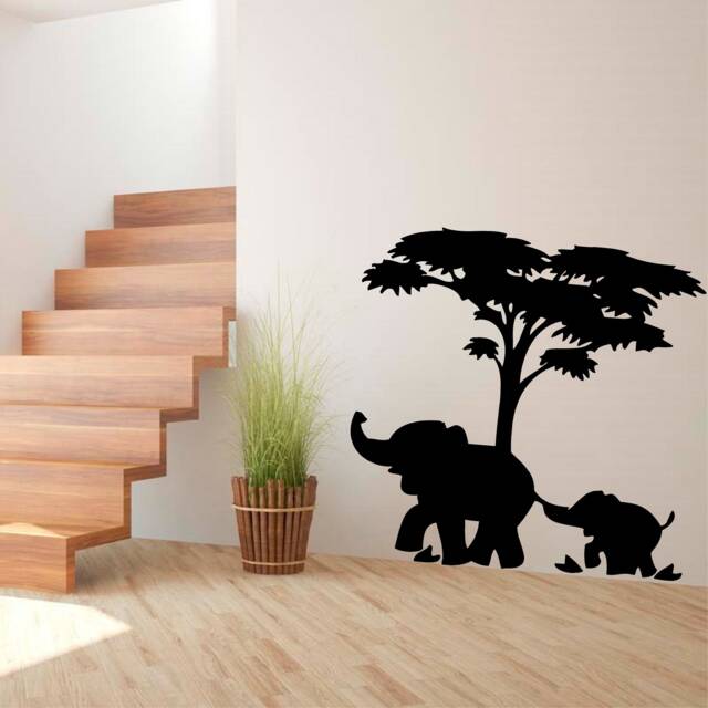 Elephant Family Vinyl Wall Art, Decal, Sticker, Transfer, Mural, Removable, Decor, Rent Friendly, Interior, Exterior, Full - 0558 - image 1