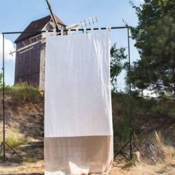 White Tyvek Linen Curtain, Scandinavian Industrial Window Panel - thumbnail 2