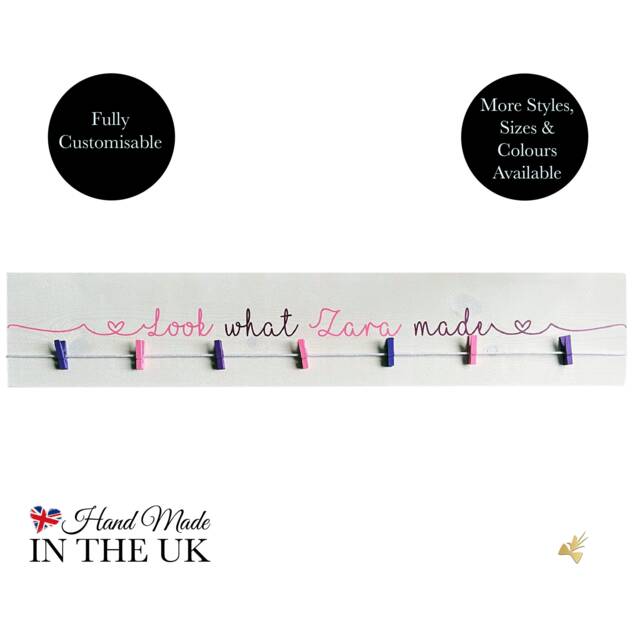 Personalised Look What I Made Sign, Kids Artwork Display, Customised Children's Hanger, We Sign Wall Art - image 1
