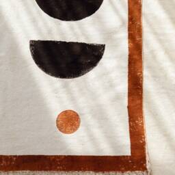 Hand-Printed Cotton Dhurrie Rug 8x10 Abstract Bauhaus Design - thumbnail 3