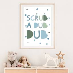 Scrub A Dub Bathroom Print, Kids Bathroom, Accessories, Decor, Signs, Rules, Wall Art - thumbnail 3