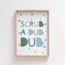 Scrub A Dub Bathroom Print, Kids Bathroom, Accessories, Decor, Signs, Rules, Wall Art - thumbnail 1
