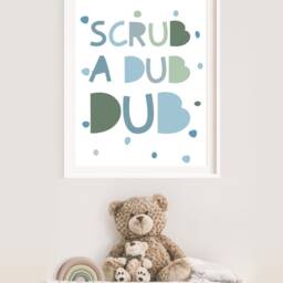 Scrub A Dub Bathroom Print, Kids Bathroom, Accessories, Decor, Signs, Rules, Wall Art - thumbnail 2