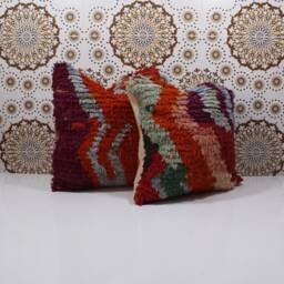 Ddp_Set Of 2 Vintage Moroccan Pillows 100% Wool , Absolutely Gorgeous Pillow Berber Home Design Handmade Kilim 2P67 - thumbnail 3