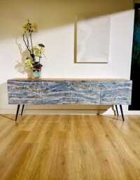200cm Sideboard. Beach House Furniture. Coastal Style Cabinet With River Textured Design