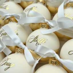 Personalized Christmas Ornament, Wool White Glass Bauble, Matt Or Glossy, With Gold, Silver Copper Leaf, Personalized Gift Idea - thumbnail 3