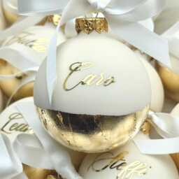 Personalized Christmas Ornament, Wool White Glass Bauble, Matt Or Glossy, With Gold, Silver Copper Leaf, Personalized Gift Idea - thumbnail 4