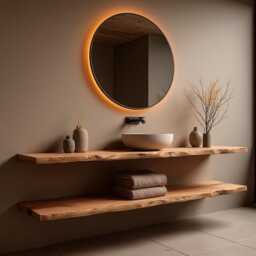 Double Custom Rustic Floating Vanity With Live Edge, Solid Wood Bathroom Sink Cabinet, Farmhouse Wall Mounted Vanity, Unique Decor - thumbnail 3