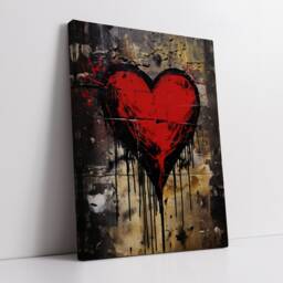 Red Love Heart Abstract Modern Oil Painting Wall Art, Framed Canvas Poster Print, Home Kitchen Office Room Decor, Gifts - thumbnail 2