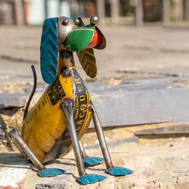 Upcycled Sitting Dog Statue - image 1