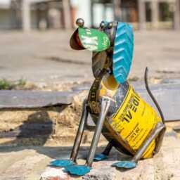 Upcycled Sitting Dog Statue - thumbnail 2