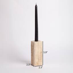 Natural Travertine Candlestick Holder Vertical Lined Stone Decor - thumbnail 3