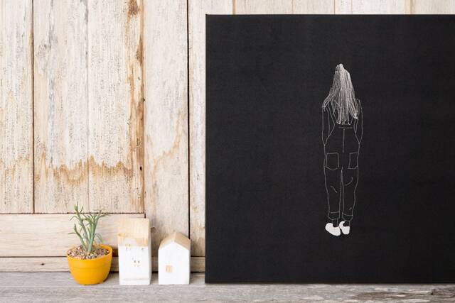Hipster Poster Embroidery Black & White Nursery Decor Modern Canvas Wall Art Minimalist Picture Girl Gift Minimal Home - image 1