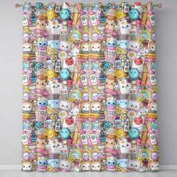 Cute Kawaii Busy School Supplies Desk Yellow Background Seamless Pattern Readymade Eyelet Ring Top Thermal 100% Blackout Curtains - thumbnail 2