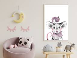 Watercolour Party Mouse Cute Print - Children's Nursery Playroom Decor Gift Bespoke A5 A4 A3 Framed - thumbnail 1