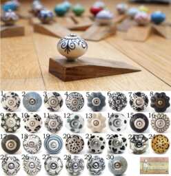 Wooden Doorstop With Ceramic Knob - Blacks
