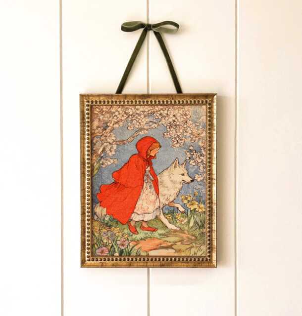 Red Riding Hood Nursery Art Print Vintage Fairy Tale Illustration - image 1