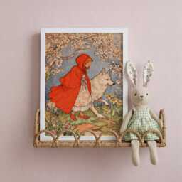 Red Riding Hood Nursery Art Print Vintage Fairy Tale Illustration - thumbnail 2