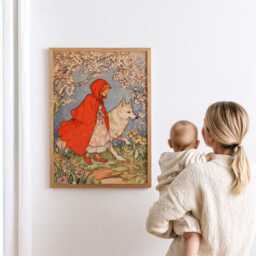 Red Riding Hood Nursery Art Print Vintage Fairy Tale Illustration - thumbnail 3