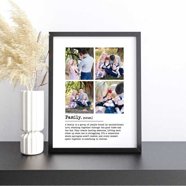 Family Definition Print, Personalised Photo Frame, Picture Gift For Husband, Wife, Anniversary - image 1