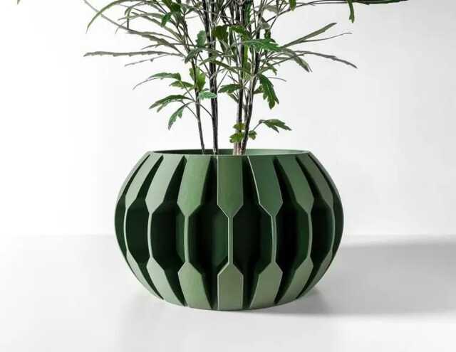 The Gervi Planter Pot With Drainage Tray, Unique Modern 3D Printed For Flower - image 1