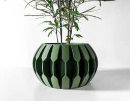 The Gervi Planter Pot With Drainage Tray, Unique Modern 3D Printed For Flower - thumbnail 1