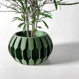 The Gervi Planter Pot With Drainage Tray, Unique Modern 3D Printed For Flower - thumbnail 3