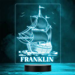 Vintage Sailing Ship Nautical Personalised Gift Colour Change Led Night Light - thumbnail 1
