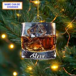 Custom Name Cup Of Glass Personalized Ornament, Christmas Tree Hanging Decor, Flat 2D Ornament