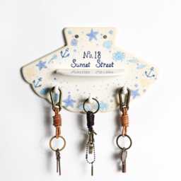 Custom Coastal Key Holder For Wall, Personalized Blue Ceramic Entryway Organizer, Nautical House Number Sign, Beach Decor New Home Gift - thumbnail 1