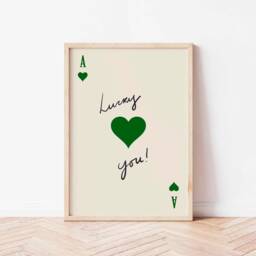 Ace Of Hearts Wall Art Print, Lucky You Playing Cards, Fun Kitchen, Bar, Bathroom Poster, Retro Trendy Art, Funky Home Decor, Portrait - thumbnail 2