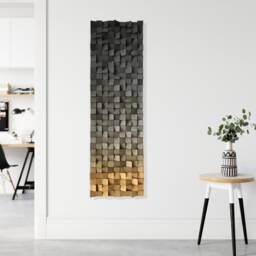 Handmade Ombre Wood Wall Art - Gold & Gray Reclaimed Pine - thumbnail 4