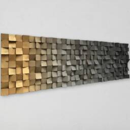 Handmade Ombre Wood Wall Art - Gold & Gray Reclaimed Pine - thumbnail 3