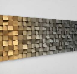 Handmade Ombre Wood Wall Art - Gold & Gray Reclaimed Pine - thumbnail 1