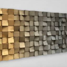 Handmade Ombre Wood Wall Art - Gold & Gray Reclaimed Pine - thumbnail 2