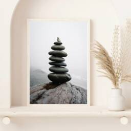 Balanced Stone Print, Yoga Wall Art Zen Rocks Poster, Pebbles Zen Art, Balancing Stones Mindfulness Gift, Teacher Gift