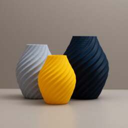 Navy & Yellow Swirl Vase Decorative Ornament Set, Home Decor - thumbnail 1
