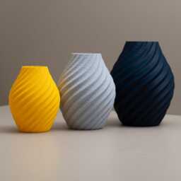Navy & Yellow Swirl Vase Decorative Ornament Set, Home Decor - thumbnail 2