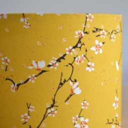 Yellow Cherry Blossom Cotton Fabric Lampshade, Yellow Floral Print Table Lamp, Pendant Light, Flower Light - thumbnail 3